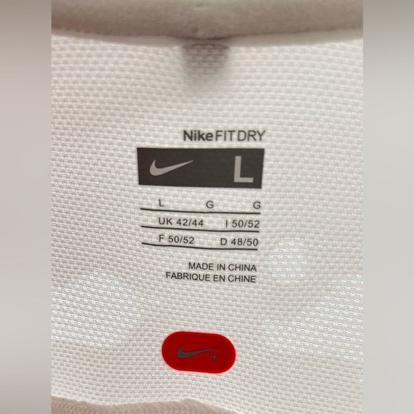 Nike Fit Dri Nike+ Mens White Short Sleeve Workout Shirt - Size L - Picture 7 of 10